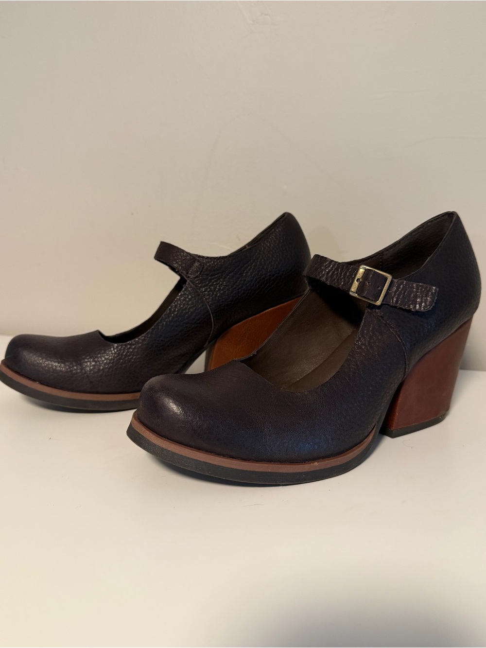 Korks by Kork-Ease women’s 8 black leather Mary Jane 3” block heels 90s Y2K vibe